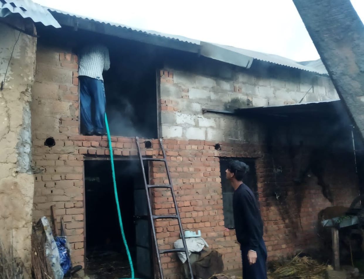fire in cow shed