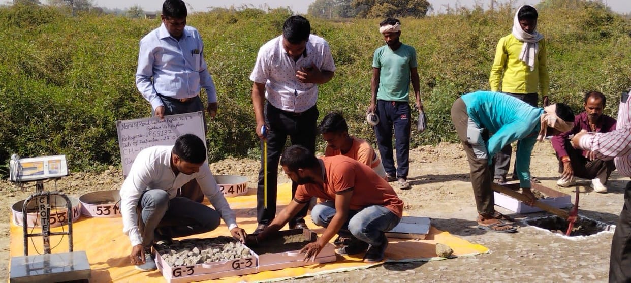 Central team checked the quality by digging the road