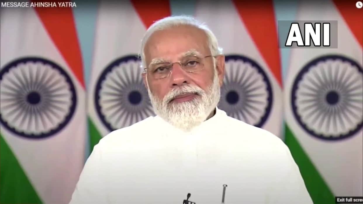 PM Narendra Modi addresses Ahinsa Yatra Sampannata Samaroh Karyakram