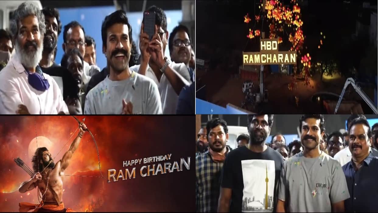 Ram Charan birthday celebrations on the sets of RRR SS Raja Mouli has a surprise plan for actor, see photos