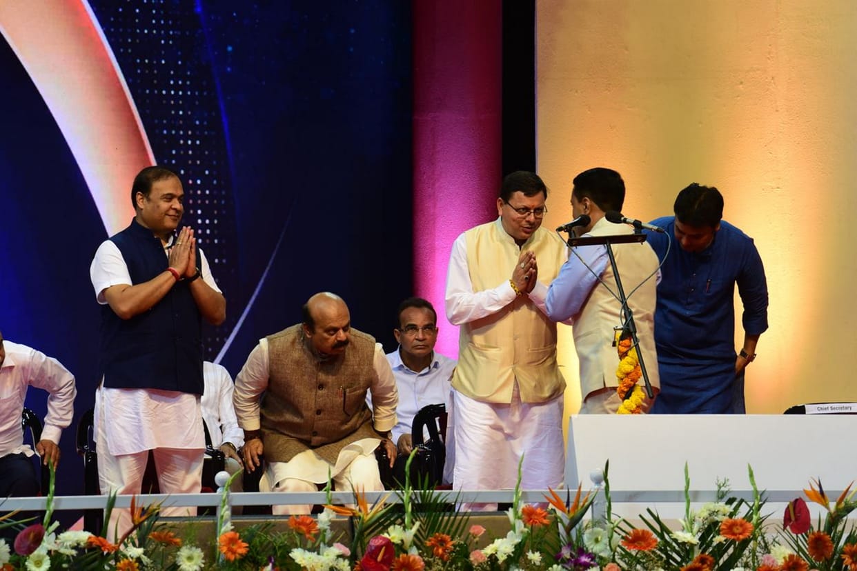 Chief Minister Pushkar Singh Dhami arrives Goa to attend Oath ceremony of Pramod Sawant
