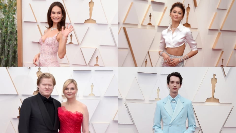 Oscars 2022 Red Carpet Jessica Chastain Alana Haim Kirsten Dunst Saniyya Sidney and Alana Haim look