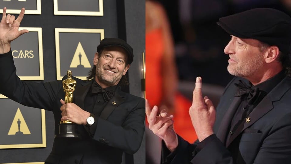 deaf actor troy kotsur receives oscar 2022 for supporting actor at coda