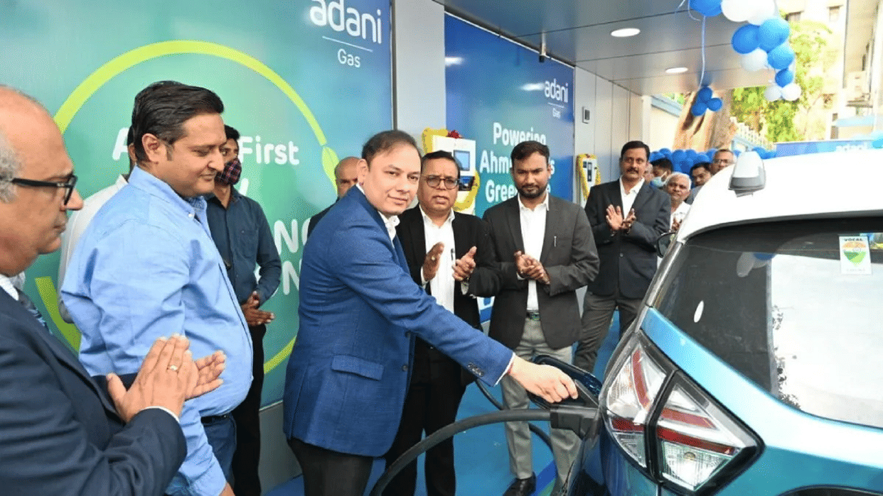 India's largest private CNG and piped cooking gas distributor Adani Total Gas Ltd (ATGL) forays into electric mobility infrastructure sector The Adani Group launches its first electric vehicle EV charging station in Ahmedabad