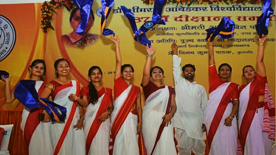 Nine girls in the top ten meritorious medal winners one student ranked seventh In  Dbrau Convocation In Agra