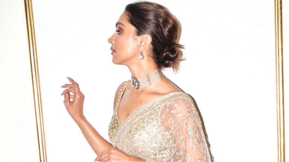 Deepika Padukone attends TIME100 Gala and Impact Awards at the Museum of the Future in Dubai in Sari with Ranveer Singh