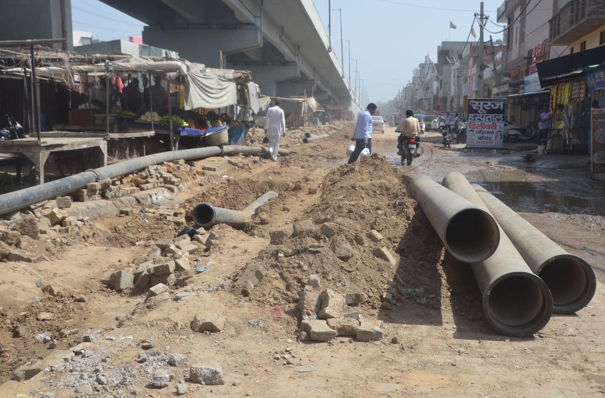 The exercise to replace the sunken sewer line from Tikona Park to STP started