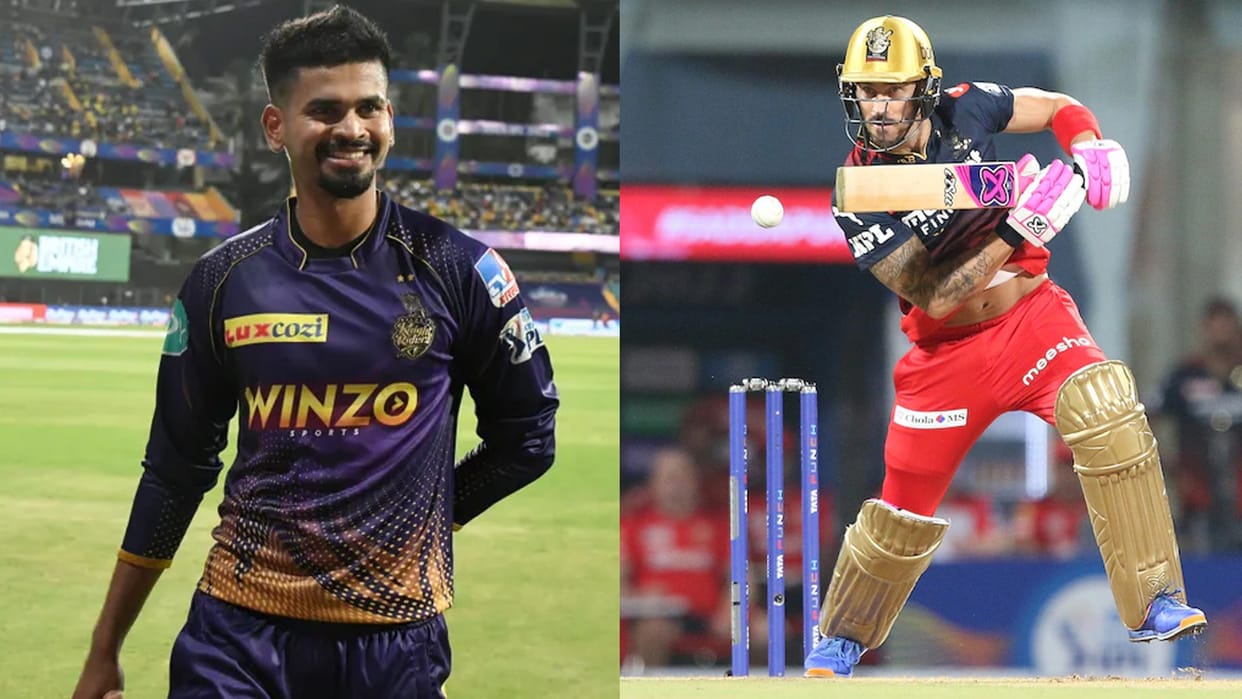 RCB vs KKR Playing XI Royal Challengers Bangalore vs Kolkata Knight Riders Faf du Plessis vs Shreyas Iyer RCB vs KKR probable Playing 11