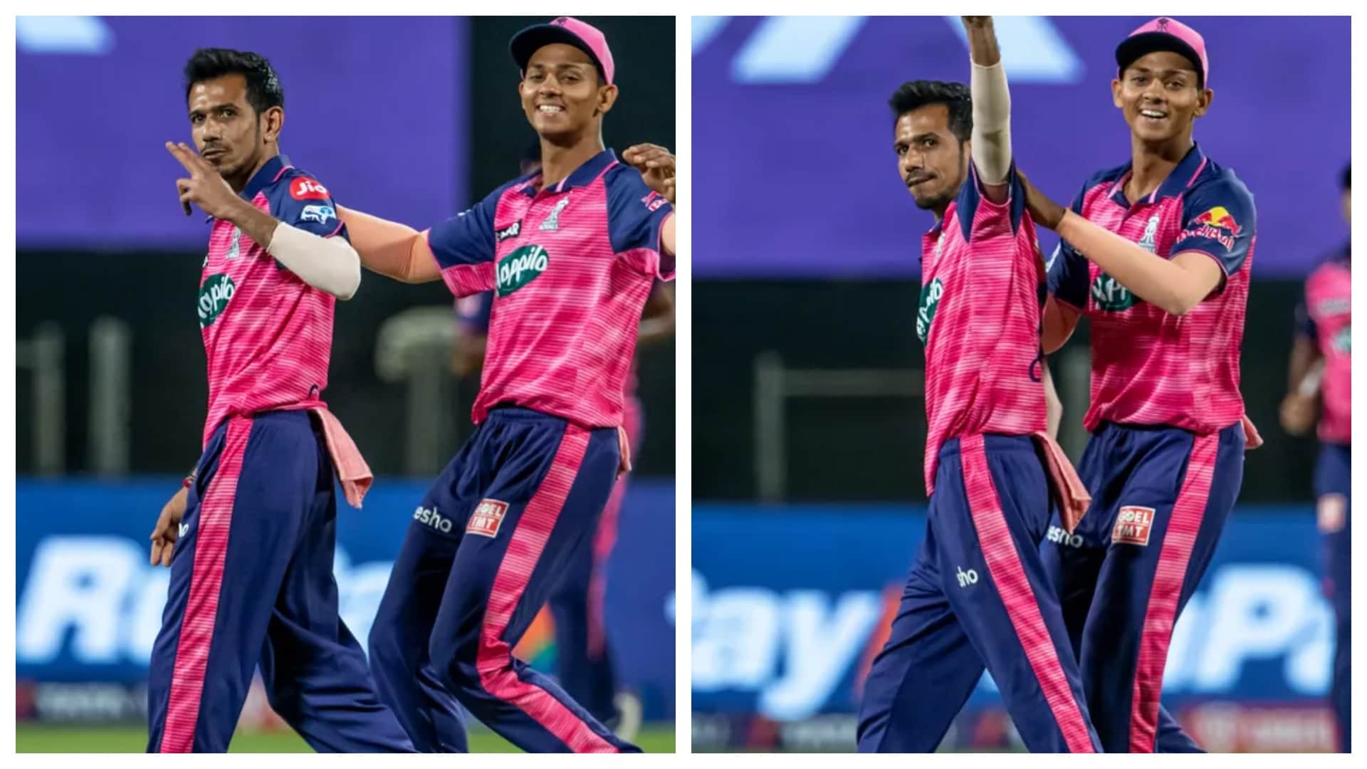 SRH vs RR IPL 2022: Photos of Yuzvendra Chahal Flying Kiss Celebration to wife Dhanashree; Posters of Shane Warne, Sanju Samson Hetmayer Pink Hair, Sunrisers Hyderabad vs Rajasthan Royals IPL 2022 Match Photos at Pune