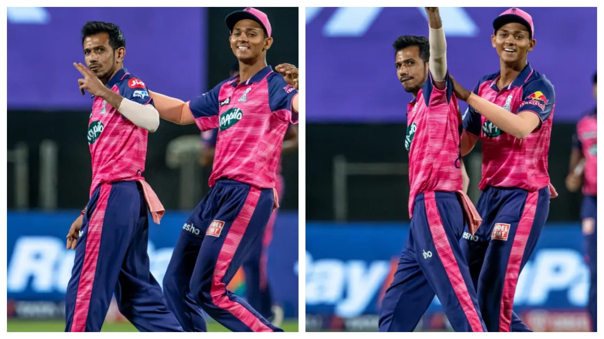 SRH vs RR IPL 2022: Photos of Yuzvendra Chahal Flying Kiss Celebration to wife Dhanashree; Posters of Shane Warne, Sanju Samson Hetmayer Pink Hair, Sunrisers Hyderabad vs Rajasthan Royals IPL 2022 Match Photos at Pune