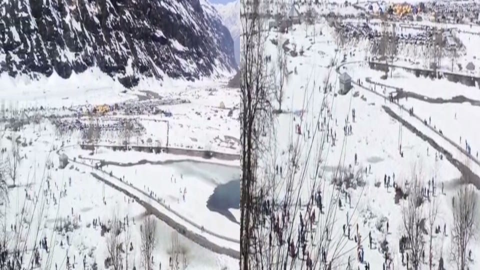 Thick layer of ice frozen in Sissu Lake, tourists flocked to see