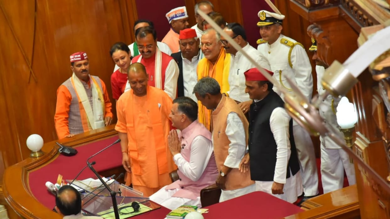 Chief minister Yogi Adityanath addresses in UP Vidhan sabha.