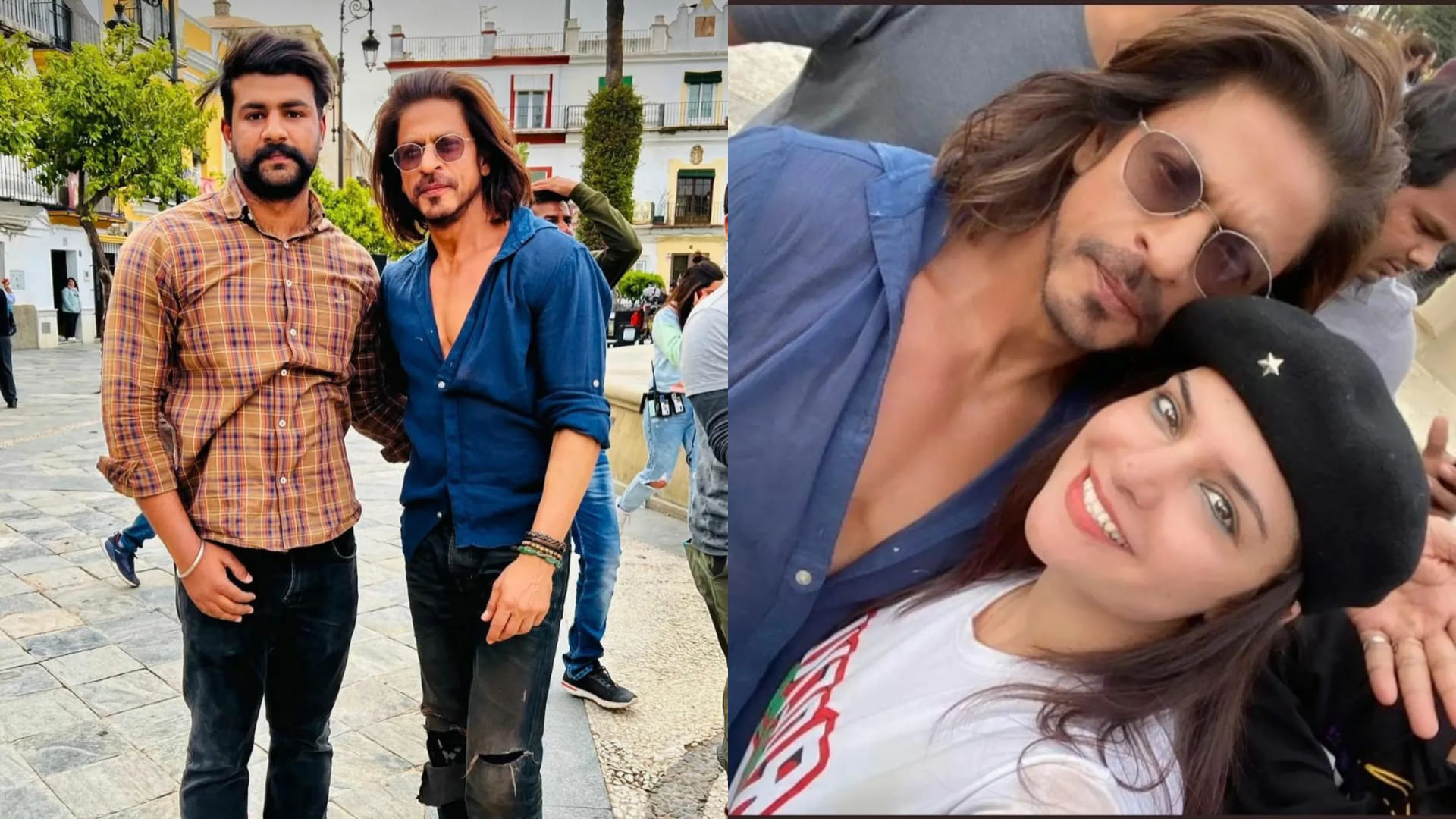 Shah Rukh khan and Deepika Padukone clicks Selfies with fans on the set of movie Pathaan in Spain