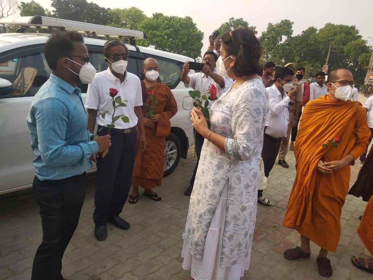 Team of Dhamma travelers worshiped in a Buddhist temple