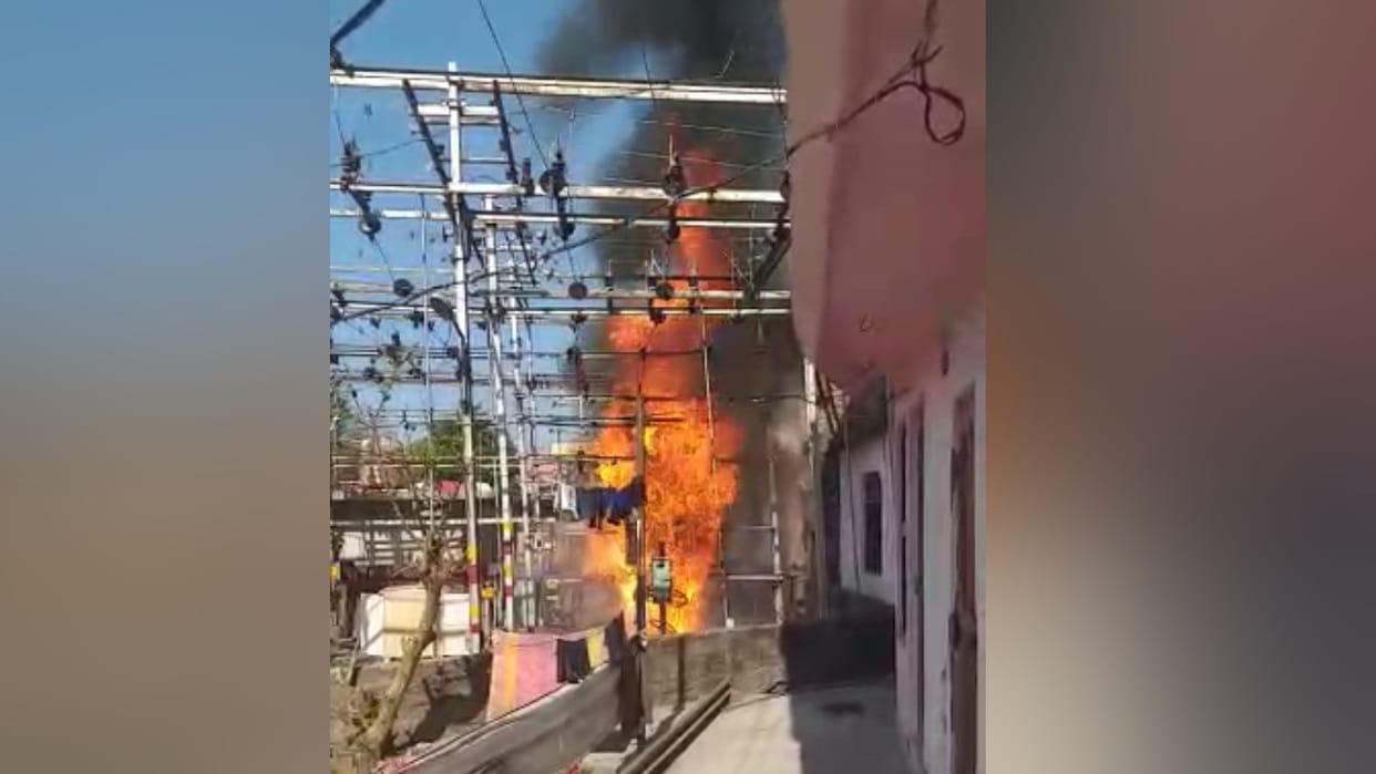 fire breaks out in himachal electricity board switchyard at joginder nagar mandi Himachal Pradesh