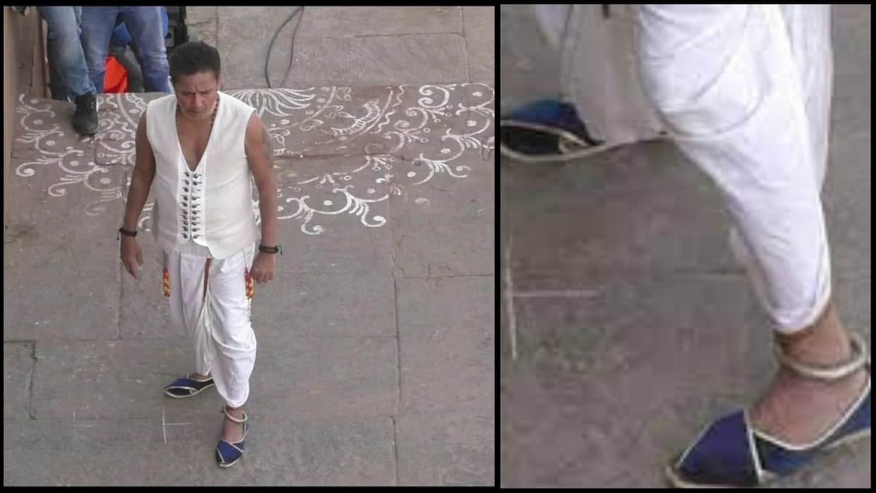 varanasi sukhwinder singh dancing with shoes on hanuman chalisa song sparks controversy