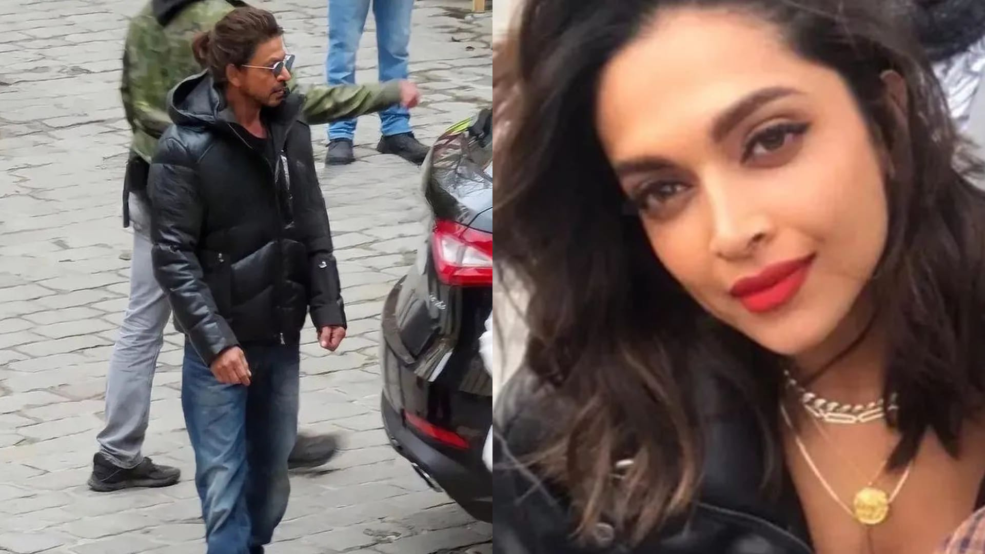 Shah Rukh khan and Deepika Padukone clicks Selfies with fans on the set of movie Pathaan in Spain