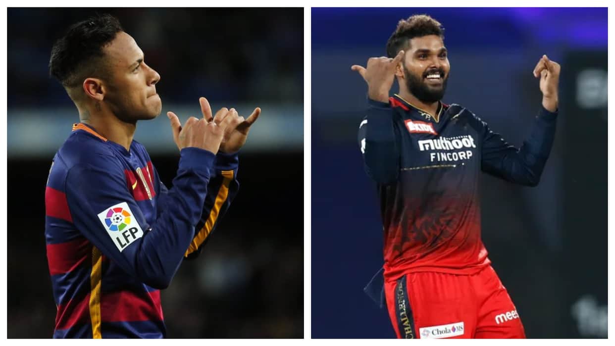 RCB vs KKR Photos: Royal Challengers vs Knight Riders IPL 2022 Match 6 Photos at Pune| Wanindu Hasaranga Neymar celebration Dinesh Karthik harshal Virat Kohli Faf Du Plessis