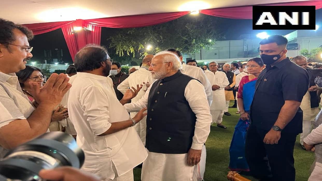 Prime Minister Narendra Modi arrives at the farewell ceremony of the 72 outgoing Rajya Sabha members