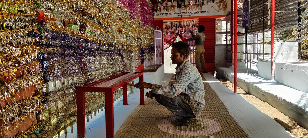 Devikanagari getting ready to be painted in mother's color