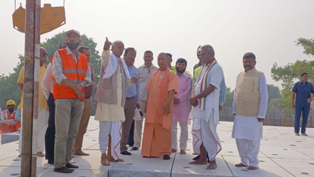 CM Yogi inquired about progress of construction work While inspecting Ram temple