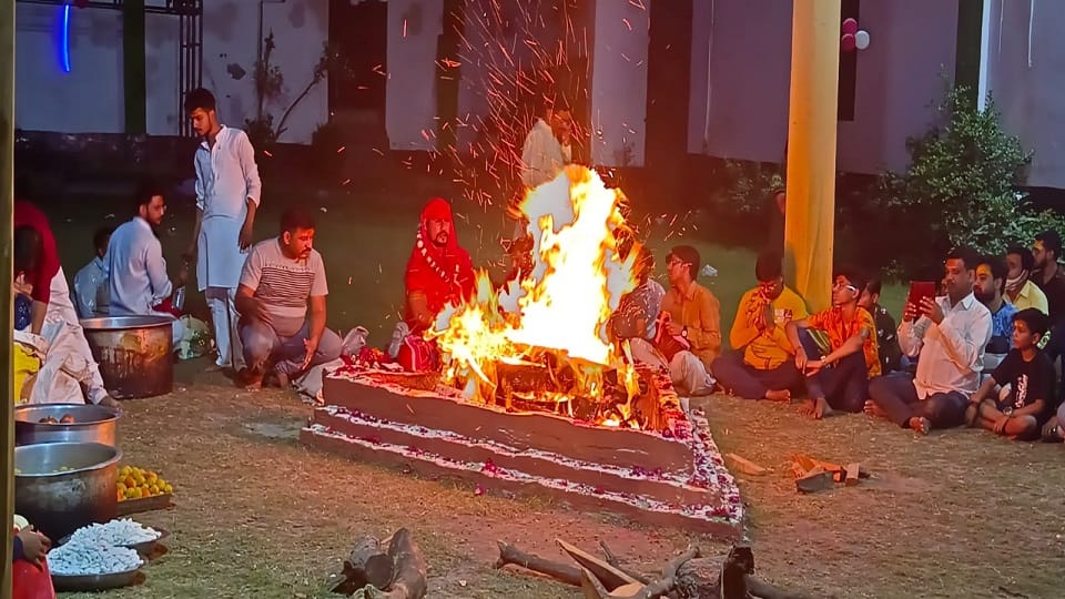 Mahalakshmi's figure formed from the fire of Havan Kund in mainpuri