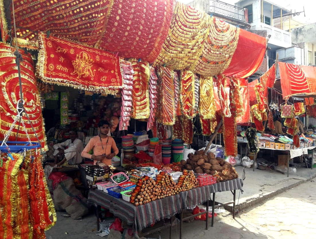Markets decorated for Chaitra Navratri, temple ready