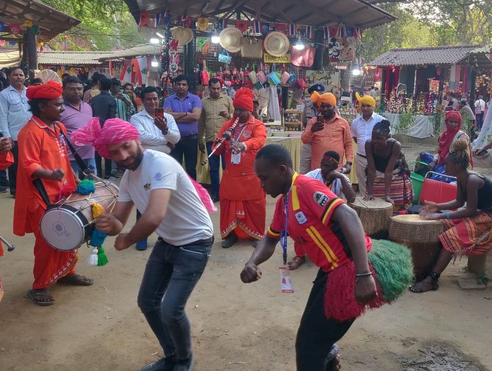 Tourists getting acquainted with the culture of other countries in the fair