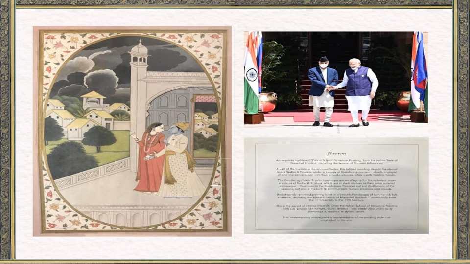 pm narendra Modi presented Kangra painting to Nepal's prime minister Deuba, The value of Himachal's painting increased