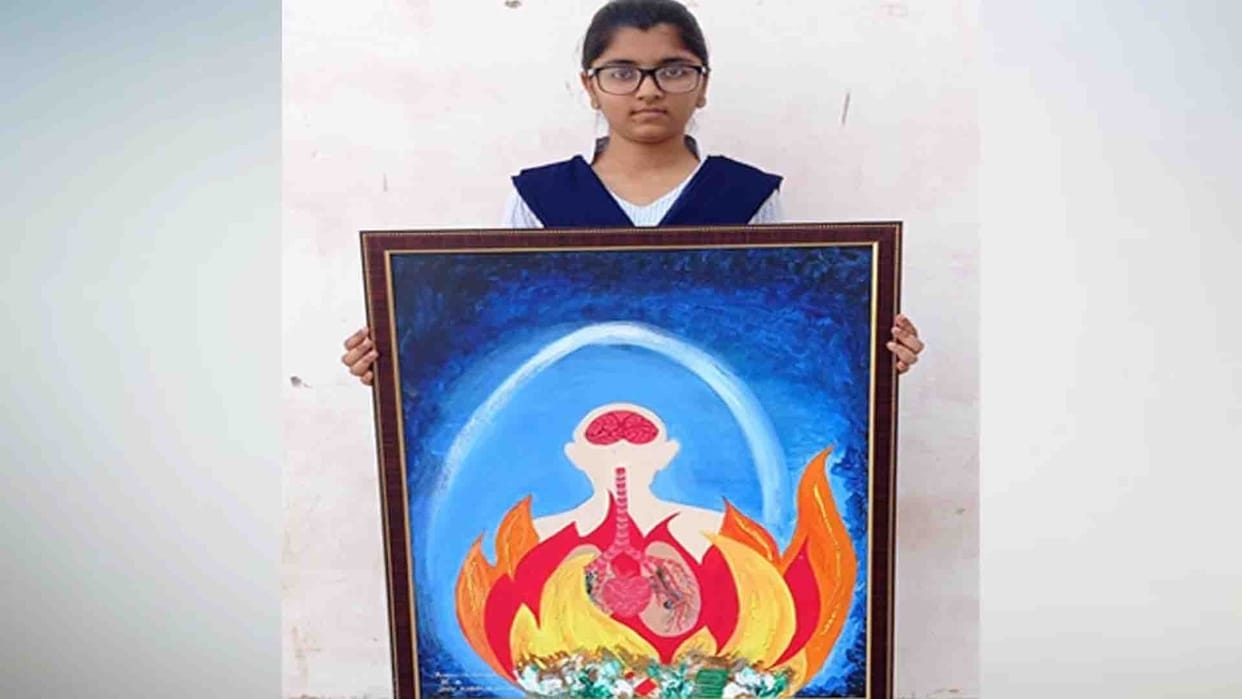 Prime Minister Modi praised  painting of Aminya singh from Jawahar Navoday Vidyalaya sarsaul-kanpur