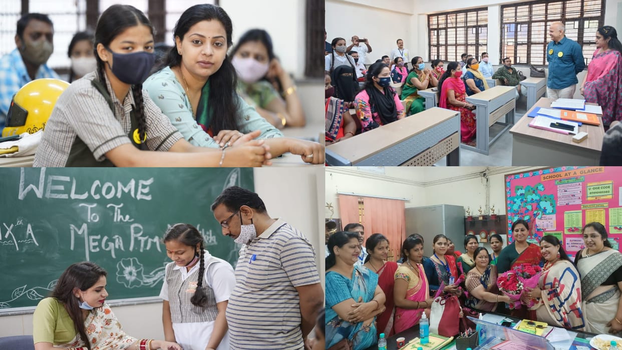 Delhi government Schools organise mega PTM after two years Manish sisodia and other MLAs reach schools meets parents and kids