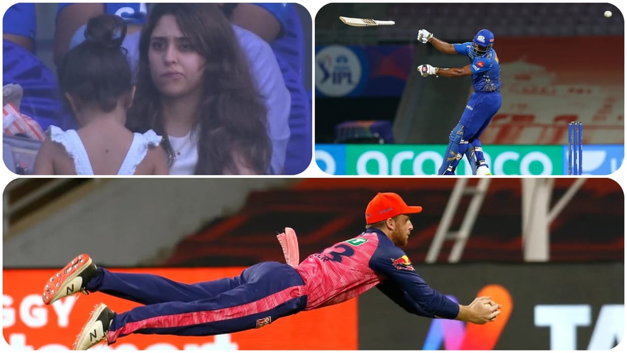 MI vs RR and DC vs GT Photo story Ritika Sajdeh sad reaction on Rohit Sharma Wicket buttler took catch of pollard