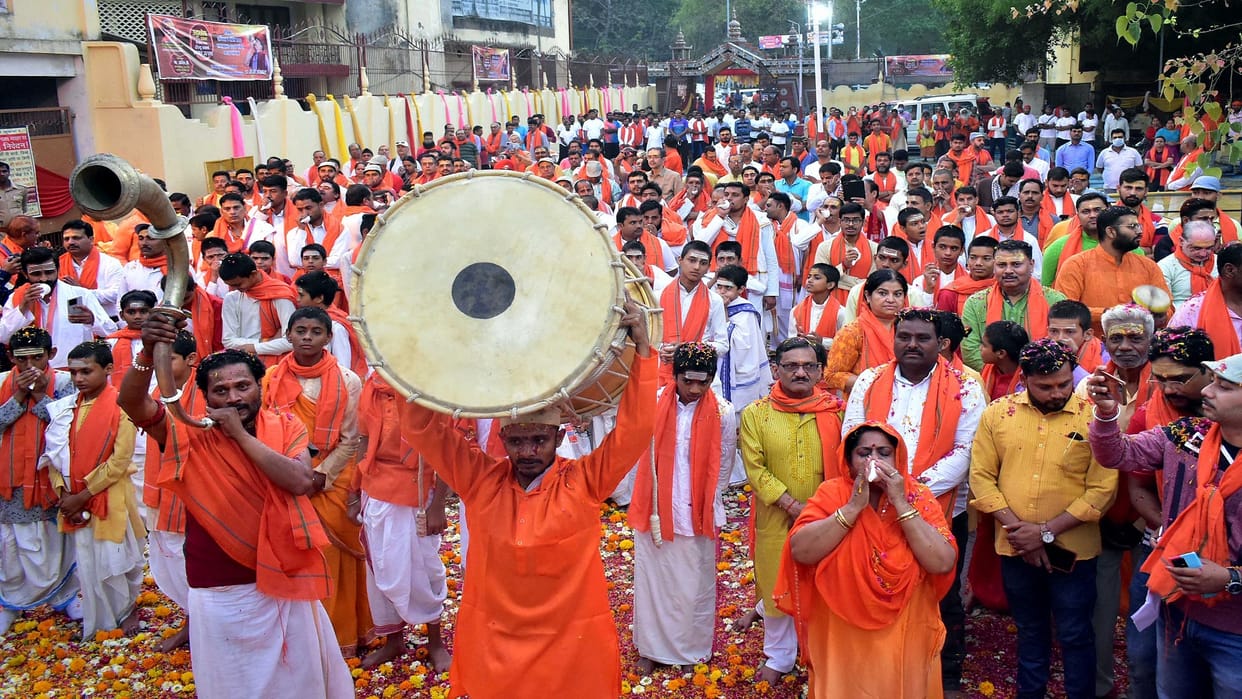 Hindu New Year New dawn of New Samvatsar with conch sounding at Sangam