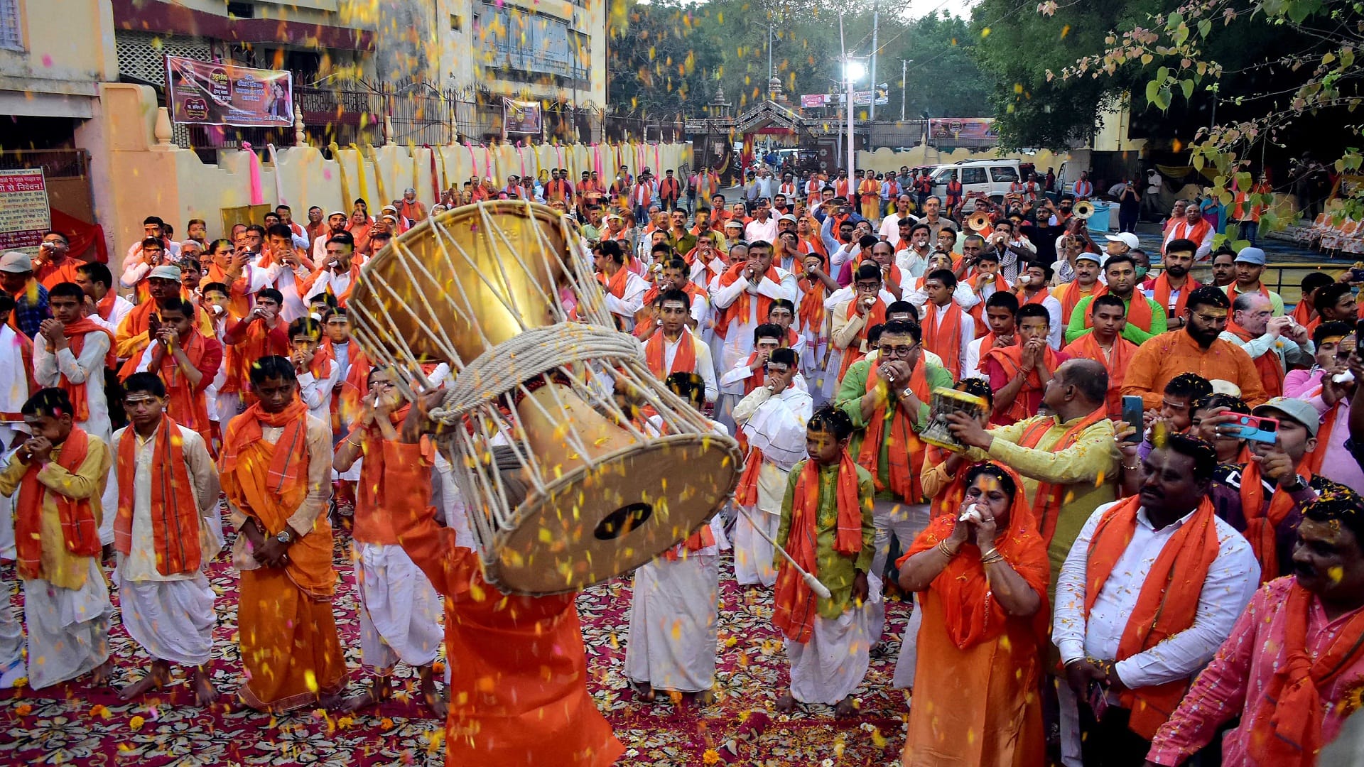 Hindu New Year New dawn of New Samvatsar with conch sounding at Sangam