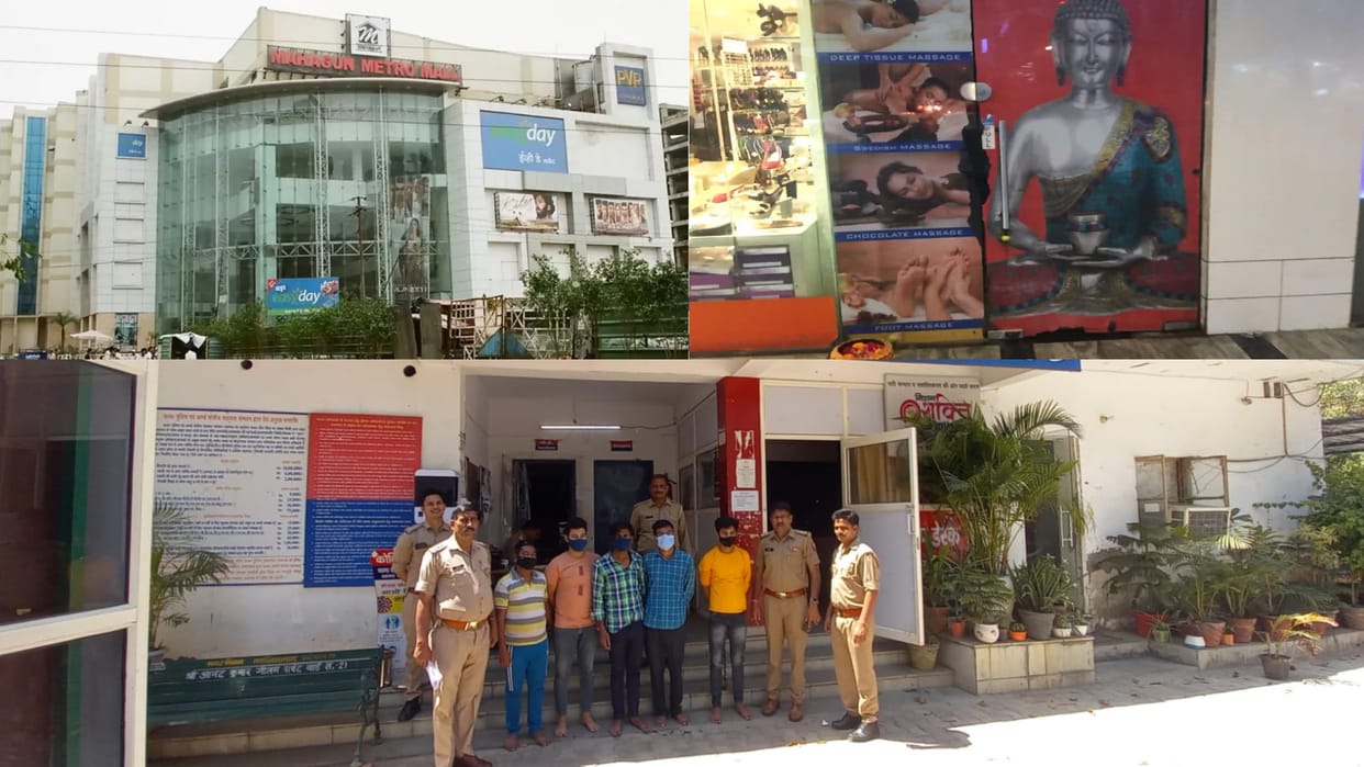 Ghaziabad Brothel racket busted in mahagun mall spa centre whatsapp was the channel to bring customer girls from Delhi