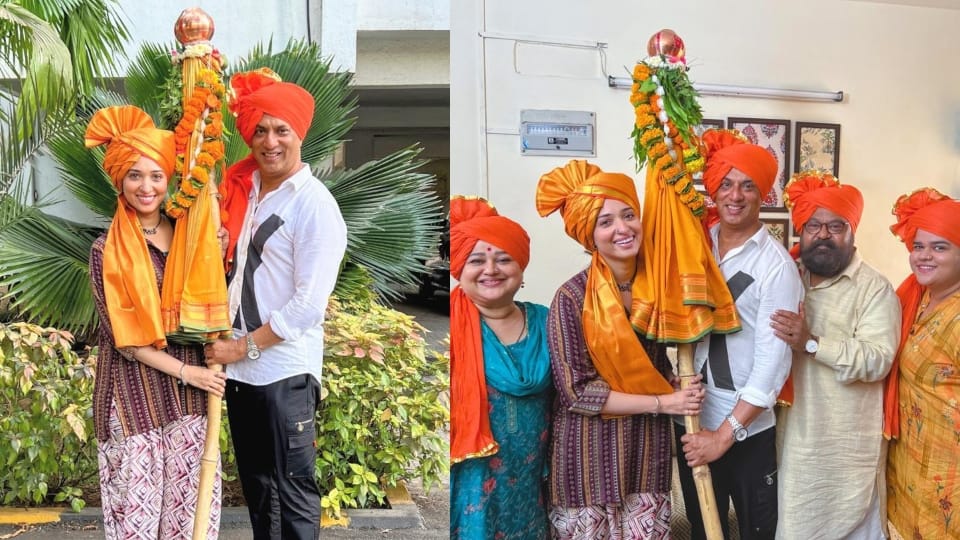 Director Madhur Bhandarkar and Tamanna Bhatia celebrate the auspicious festival of Gudi Padwa on the sets of film Babli Bouncer