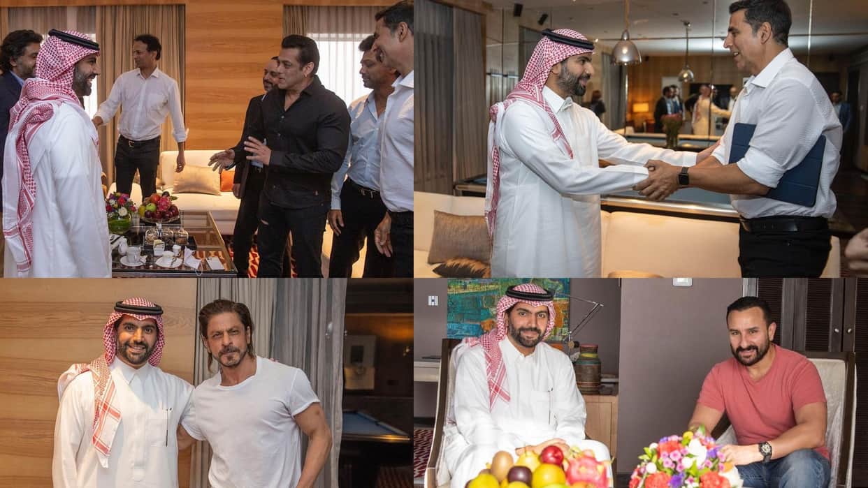 shah rukh khan poses with saudi arabia culture minister salman khan and akshay kumar also spotted see pics