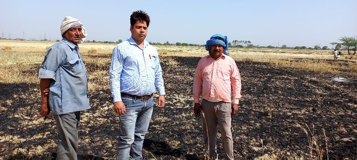 Fierce fire in standing wheat crop