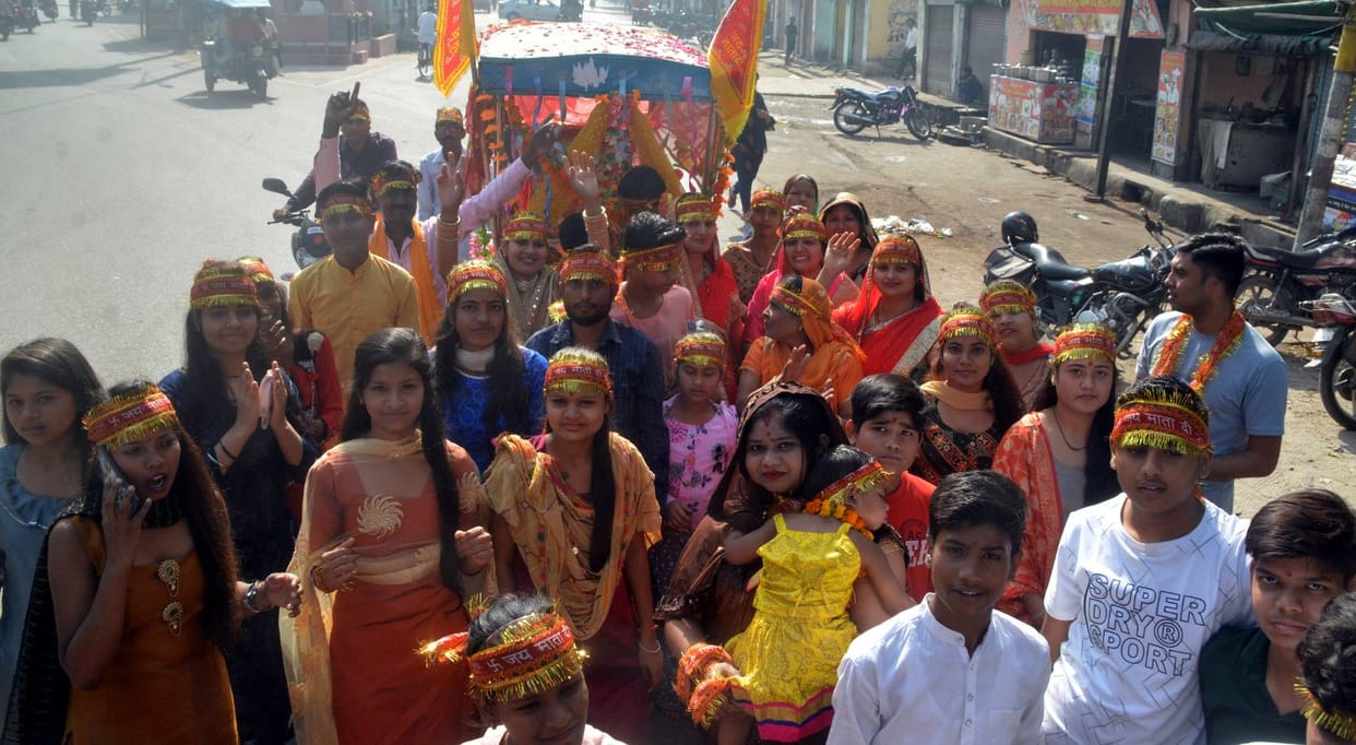 Ghatasthapana in homes, worship of Mother Durga in temples