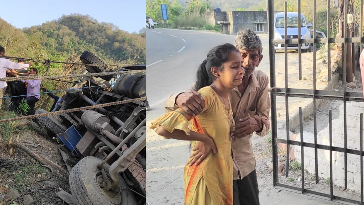 Truck carrying devotees overturns in Una Himachal Pradesh