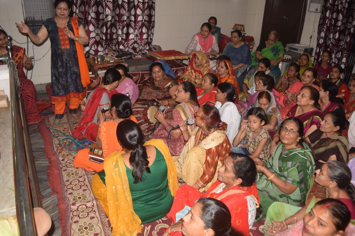 Devotees gathered for darshan in Devi temples