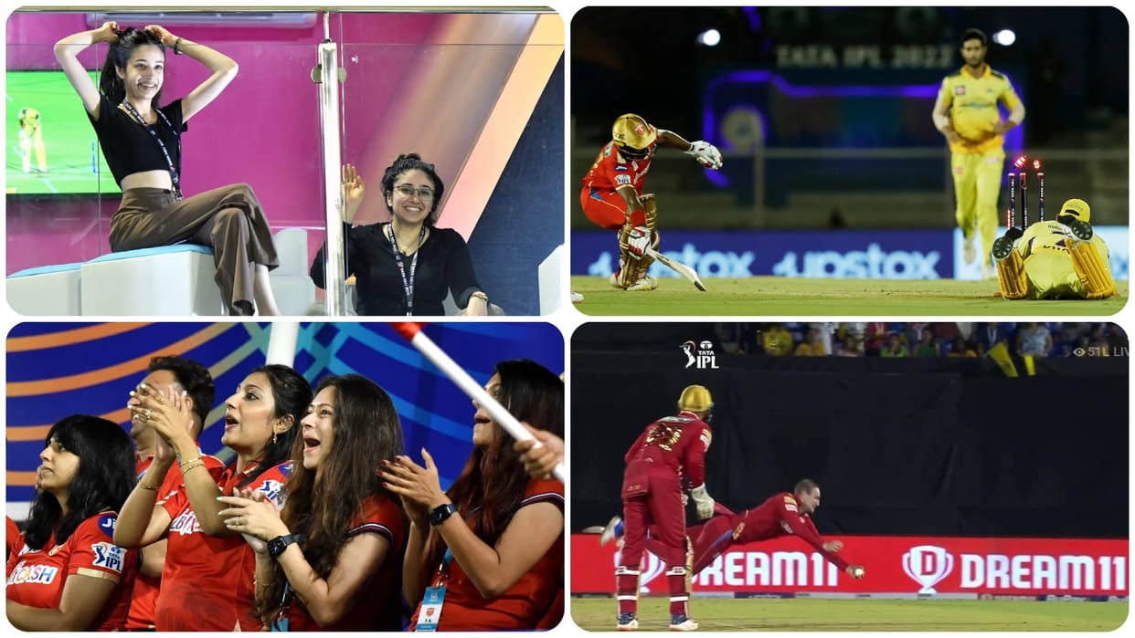 CSK vs PBKS Photo Story Dhoni run out livingstone Six and Catch won Fans heart