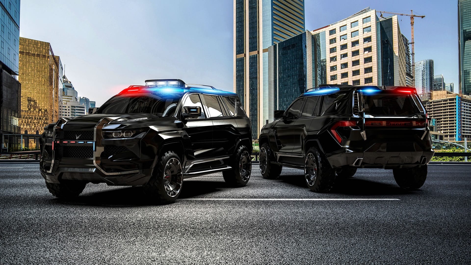 Dubai Police Patrol Vehicles Ghiath SUV W Motors Ghiath patrol vehicles Police Patrolling Cars