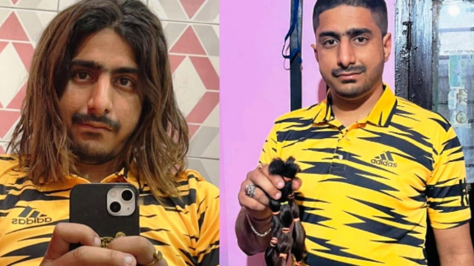 Pathankot Rakit Mahajan donate his hairs for cancer patients