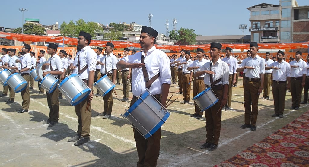 rastriye sawayamsevak sang organised  path sanchalan in nahan sirmaur on 3 april 2022