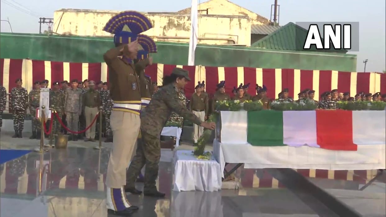 CRPF organized Wreath Laying Ceremony for srinagar attack martyr Head Constable Vishal Kumar in budgam