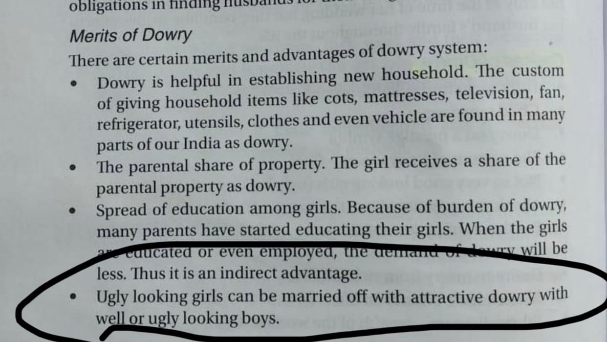 Indian Nursing Council strongly condemns 'derogatory content about benifits of Dowry in Sociology textbook for nurses