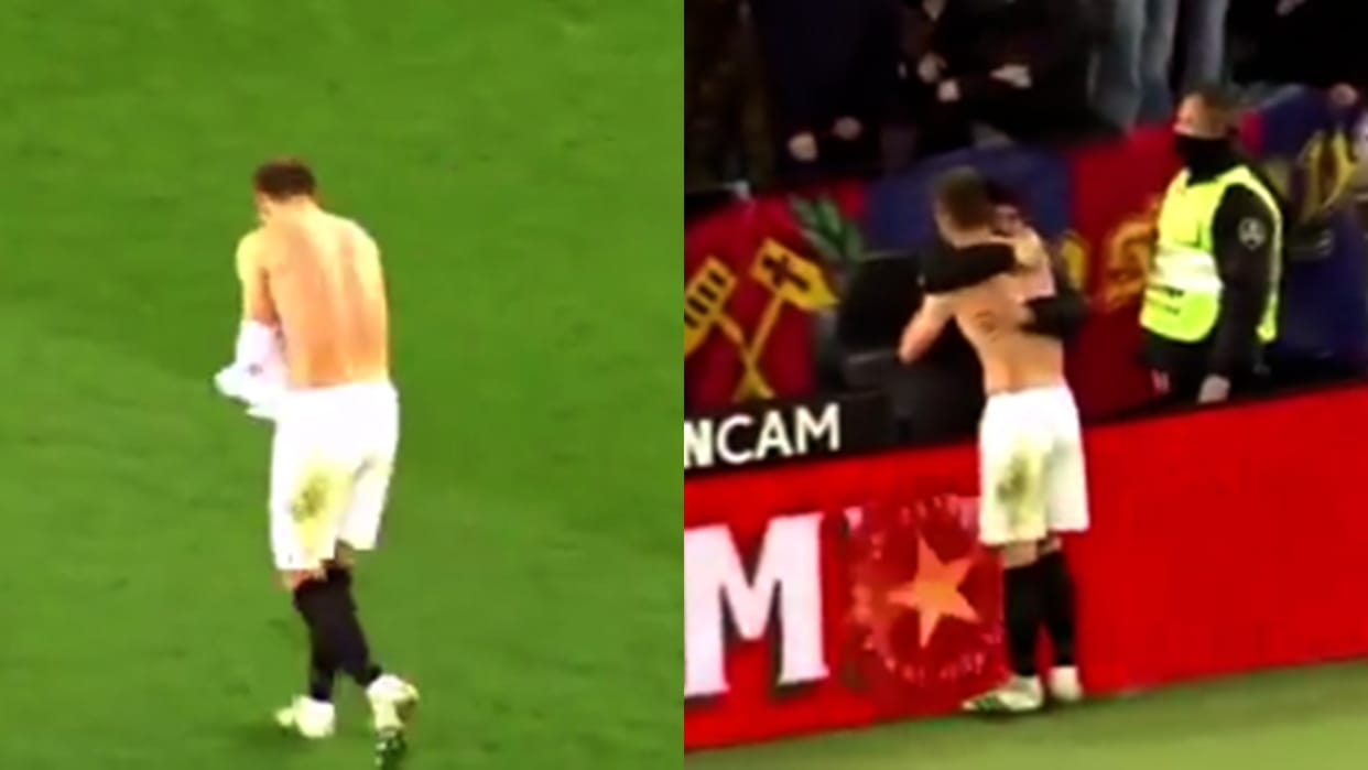 La Liga Croatian Ivan Rakitic Strips Down To His Underwear To Gift Sevilla Kit To Barcelona Fans video viral