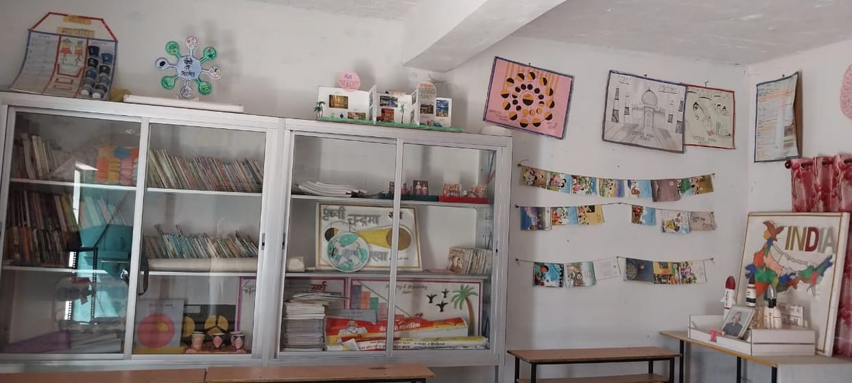 Attractive library is established for the students in the school