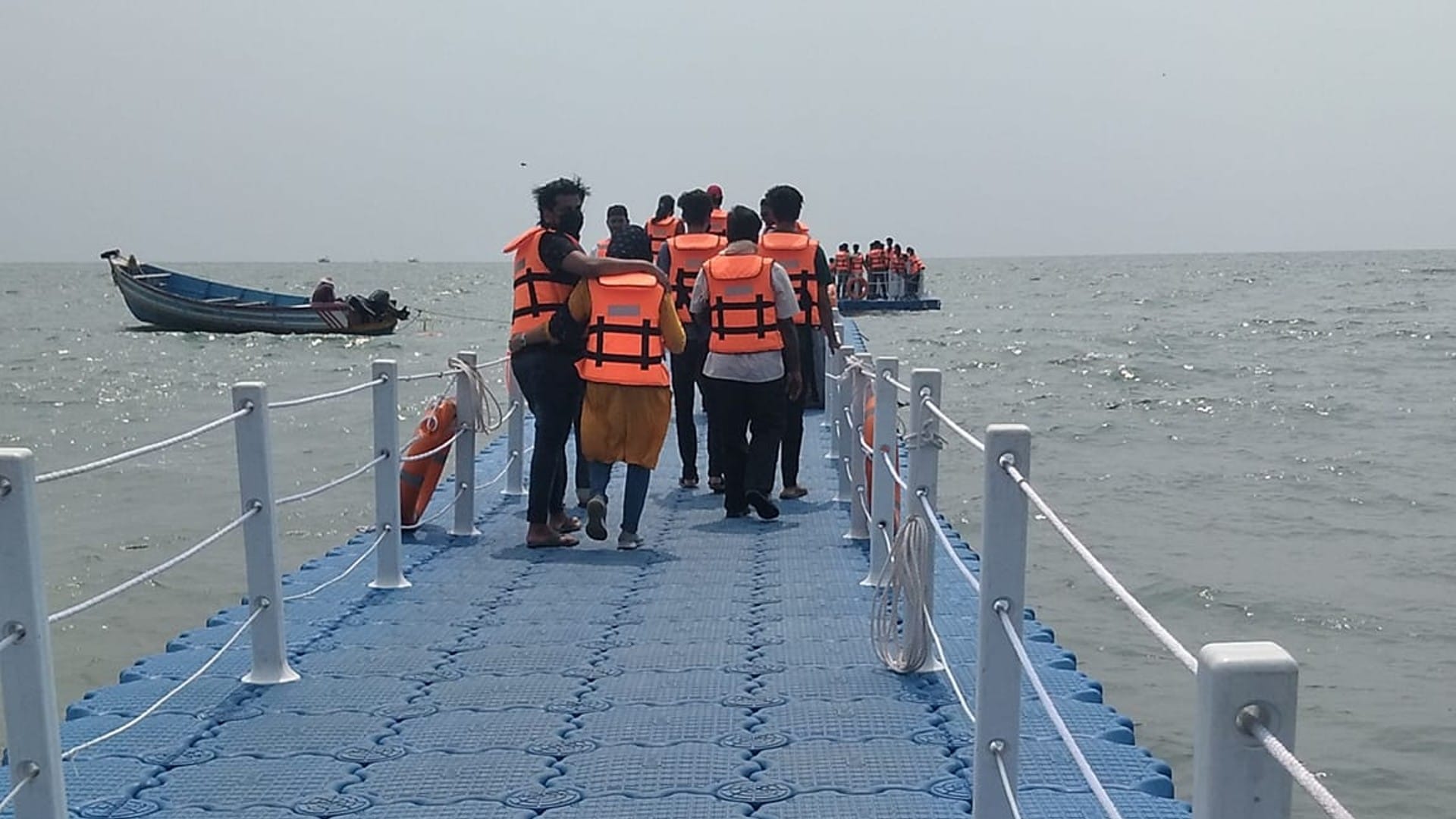 Travel Trip India Floating Bridge Situated at Beypore Kozhikode Beach Kerala